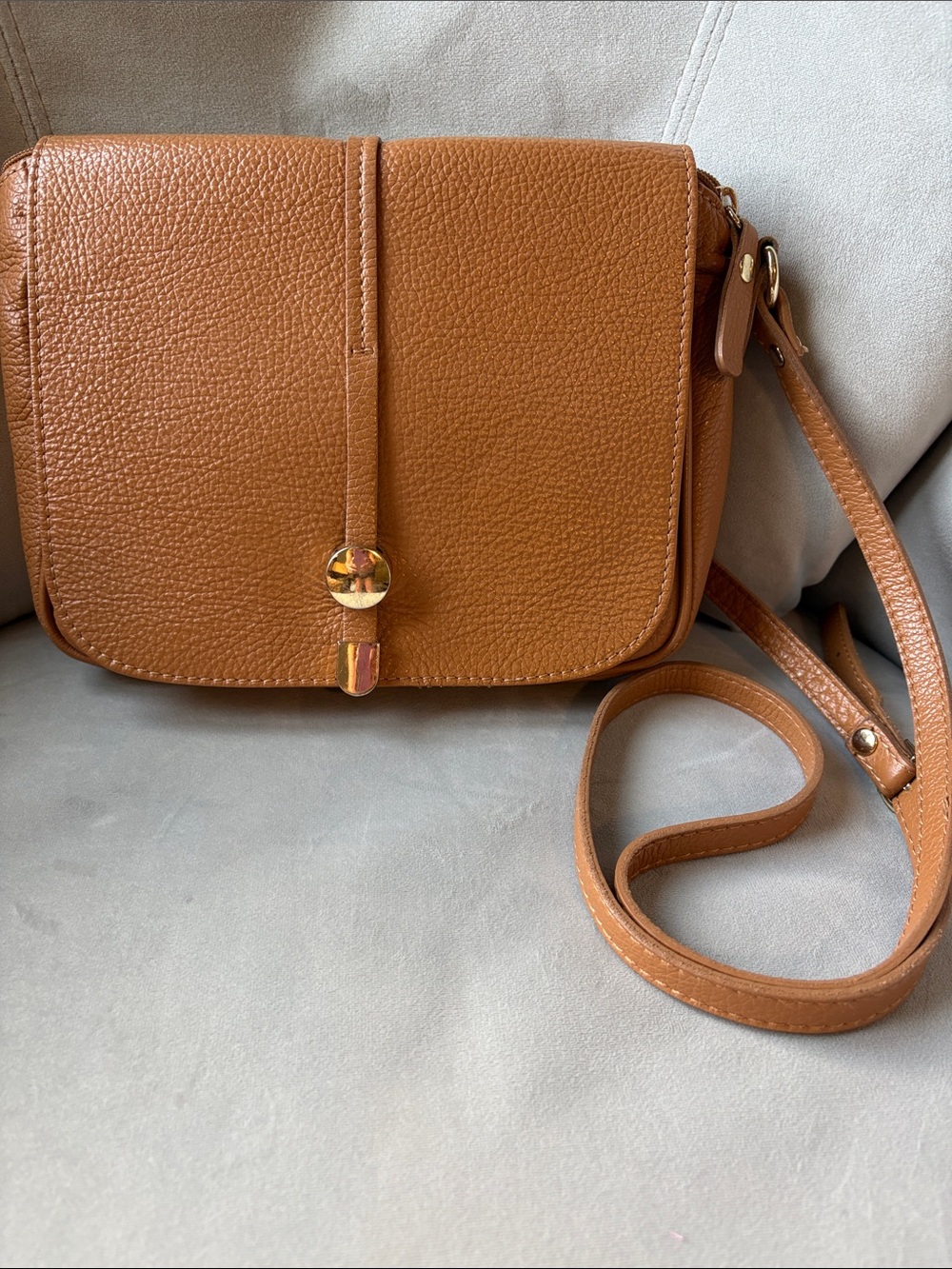 Italian Leather Crossbody Bag in Warm Tan